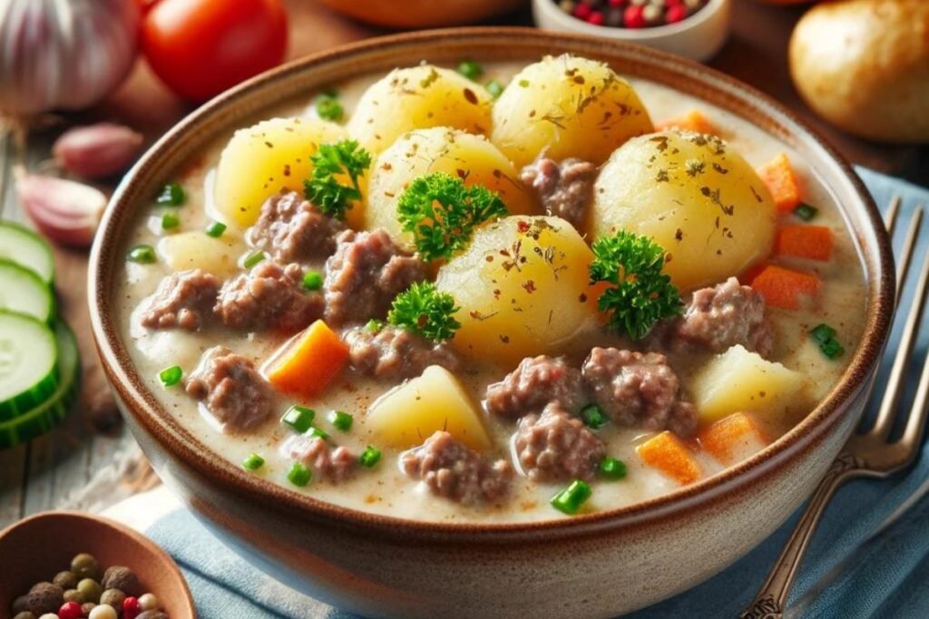 crockpot creamy potato and hamburger soup